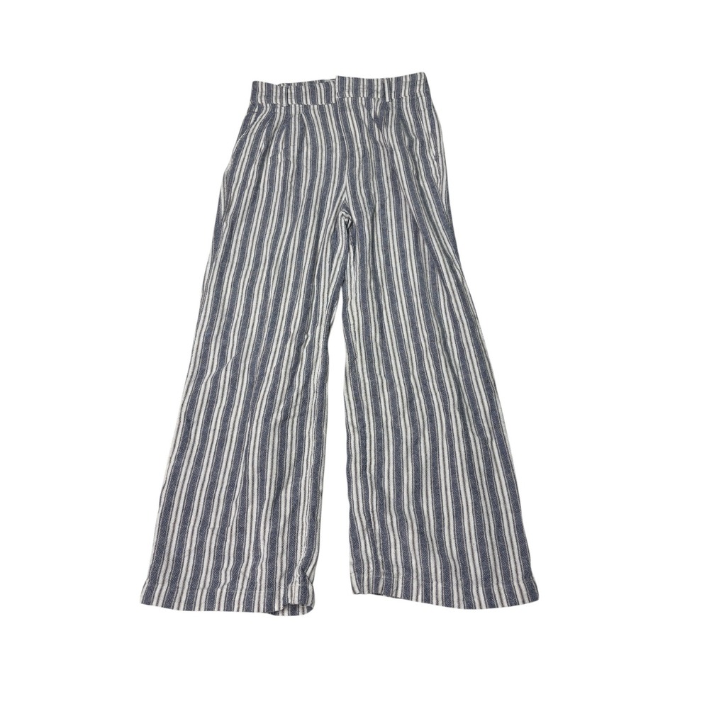 Abercrombie & Fitch Linen‎ Blend Striped Wide Leg Pants Blue Womens XS W26 L24
